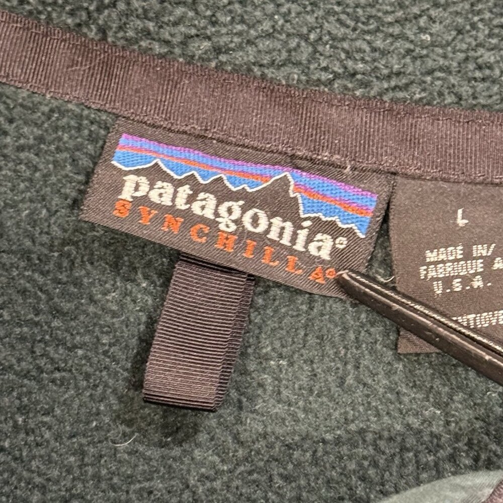 Vintage Patagonia 25410 Size Large Hunter Green Synchilla Mens Zip Fleece Jacket - Picture 5 of 11